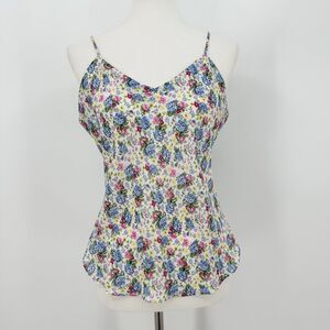 Womens Floral Cami Tank L Multicolor Romantic Cottagecore Coquette Sleepwear